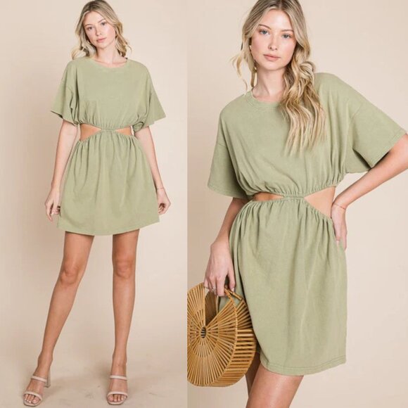 Mable Green Kamari Cut Out Mini Dress Size Small 2821 - Picture 1 of 11